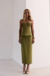 Conjunto Midi Peplum Verde Oliva