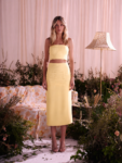 Conjunto Feminino Saia Midi Cropped Alças Finas Detalhes em Tiras