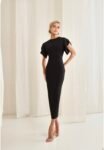 Vestido Midi Manga Asa Preto