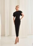 Vestido Midi Manga Asa Preto