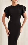 Vestido Midi Manga Asa Preto