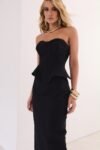 Vestido Bordado Corset Pleplum E Saia Midi