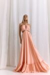 Vestido Longo Laranja decote franzido