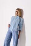 Camisa Tricoline Listra Azul