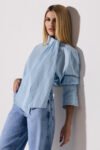 Camisa Tricoline Listra Azul