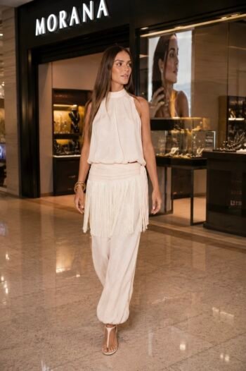 Conjunto Blusa E Calça Aladim Bordado - Champagne Skazi