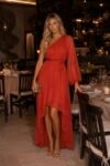 Vestido Midi Mullet Chiffon – Terracota Skazi