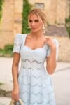 Vestido Sérénité Midi de Renda Richelieu Azul Candy