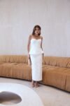 Vestido Midi Renda Floral com Peplum