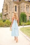 Vestido Ciel de Paris Midi de Crepe Alfaiataria Premium Azul