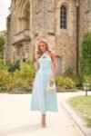 Vestido Ciel de Paris Midi de Crepe Alfaiataria Premium Azul