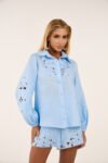 Conjunto em Linho Bordado Azul – Foto 2
