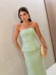 Conjunto Corset Estruturado e Saia Midi em Jacquard