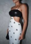 Vestido Midi Justo Com Busto Em Couro Sintético Moonlight