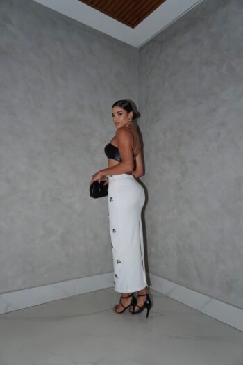Vestido Midi Justo Com Busto Em Couro Sintético Moonlight - Ferboutik