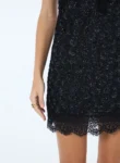 Vestido Curto Bordado Paetês – Preto