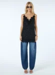 Vestido Curto Bordado Paetês – Preto