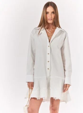 Vestido Curto Chemise Detalhe Renda - Off Shell Skazi - Ferboutik
