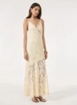 Vestido Maxi Midi Renda – Bege