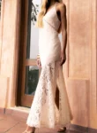 Vestido Maxi Midi Renda – Bege