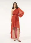 Vestido Midi Mullet Chiffon – Terracota Skazi
