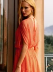 Vestido Curto Chiffon Babados – Laranja Skazi