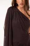 Vestido Curto Tule Ombro Só – Marrom Skazi