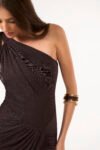 Vestido Curto Tule Ombro Só – Marrom Skazi