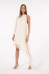 Vestido Curto Crepe Manga Única – Bege Skazi