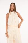 Conjunto Blusa E Calça Aladim Bordado – Champagne Skazi