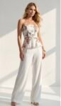 Corset Bordado Rosa Dahlia Floral