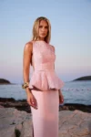 Vestido Midi Peplum Rosa