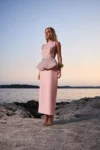 Vestido Midi Peplum Rosa