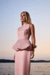 Vestido Midi Peplum Rosa
