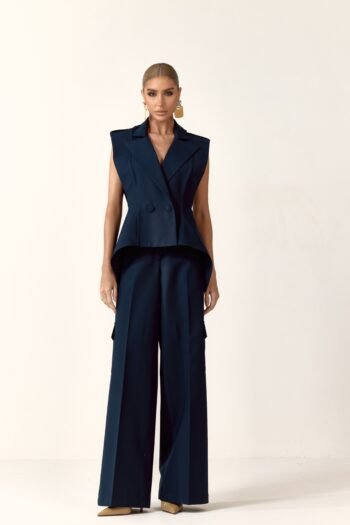 Conjunto Alfaiataria Colete e Calça Azul