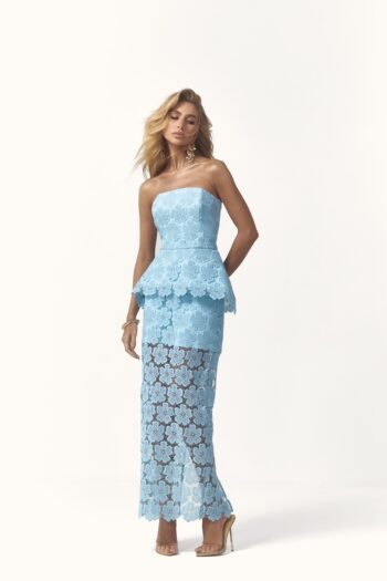 Vestido Midi em Renda Guipir com Peplum Off (cópia)