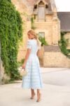 Vestido Sérénité Midi de Renda Richelieu Azul Candy