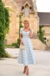Vestido Sérénité Midi de Renda Richelieu Azul Candy