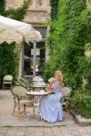 Vestido Riviera Midi Listrado Azul e Off-White