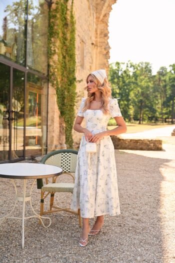 Vestido Midi Brise de Cernay Laise Floral Off White