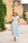 Vestido Sérénité Midi de Renda Richelieu Azul Candy