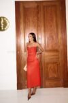Conjunto Blusa e Saia Midi Alfaiataria Vermelho