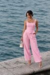 Conjunto Laise Com Corset E Calça Rosa