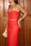 Conjunto Blusa e Saia Midi Alfaiataria Vermelho
