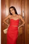 Conjunto Blusa e Saia Midi Alfaiataria Vermelho