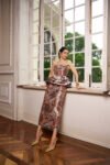 Conjunto Jacquard Blusa Peplum e Saia Midi