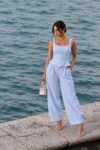 Conjunto Laise Com Corset E Calça Azul