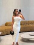 Vestido Midi Renda Com Plumas