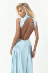 Vestido Longo Fluido Plissado frente unica  Azul Serenity