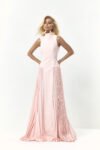 Vestido Longo Fluido Plissado frente unica Rosa